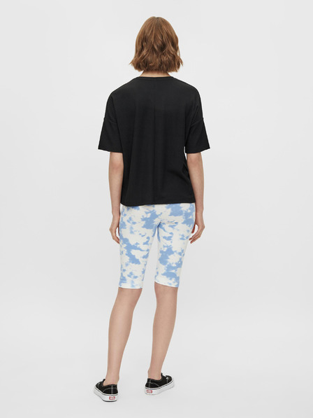 Pieces Bílo-modré vzorované krátké legíny Pieces Tabbi Biker shorts