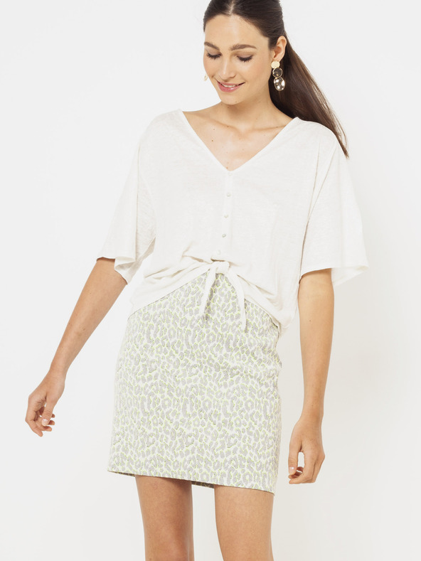 CAMAIEU Světle šedá mini sukně s leopardím vzorem CAMAIEU