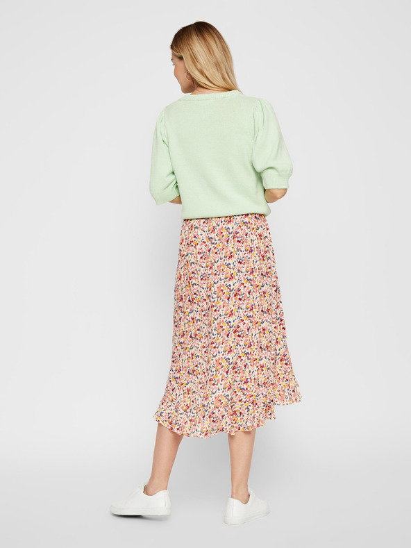 Pieces Růžová květovaná midi sukně Pieces Mayrin