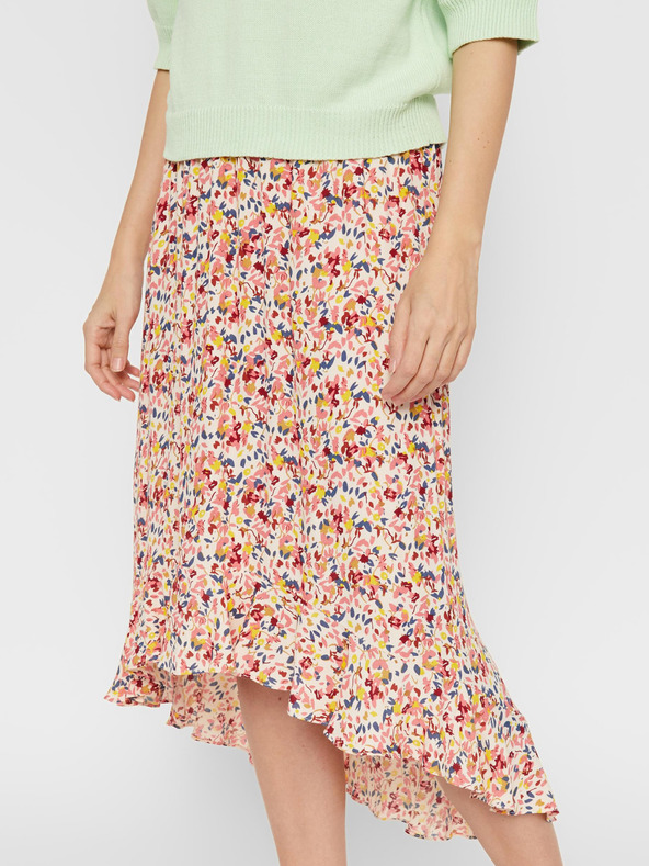 Pieces Růžová květovaná midi sukně Pieces Mayrin