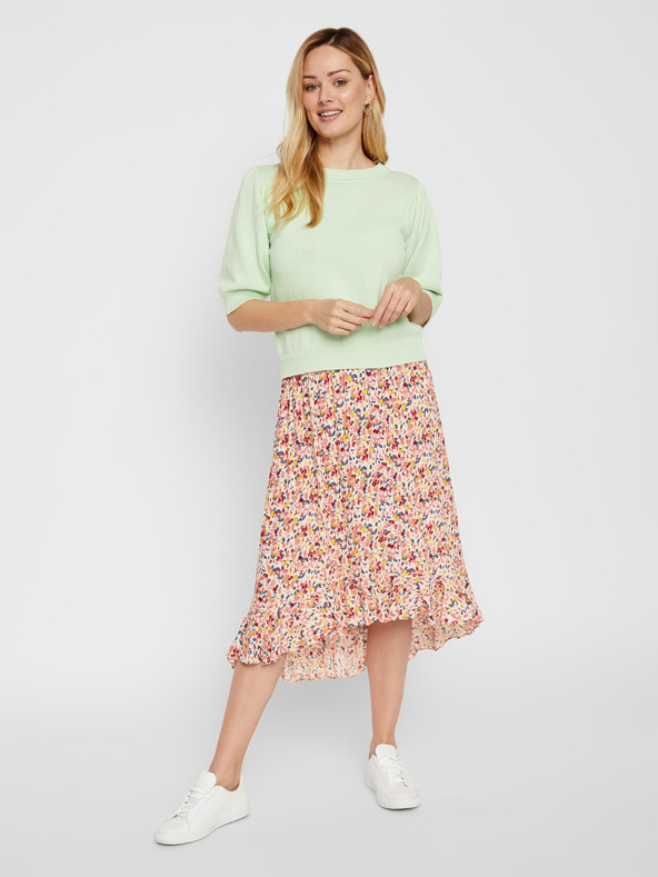 Pieces Růžová květovaná midi sukně Pieces Mayrin