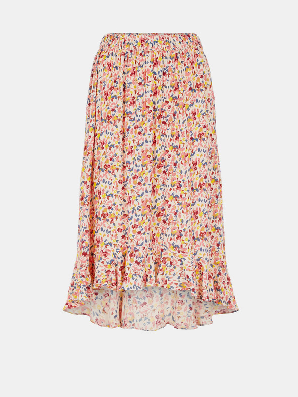 Pieces Růžová květovaná midi sukně Pieces Mayrin