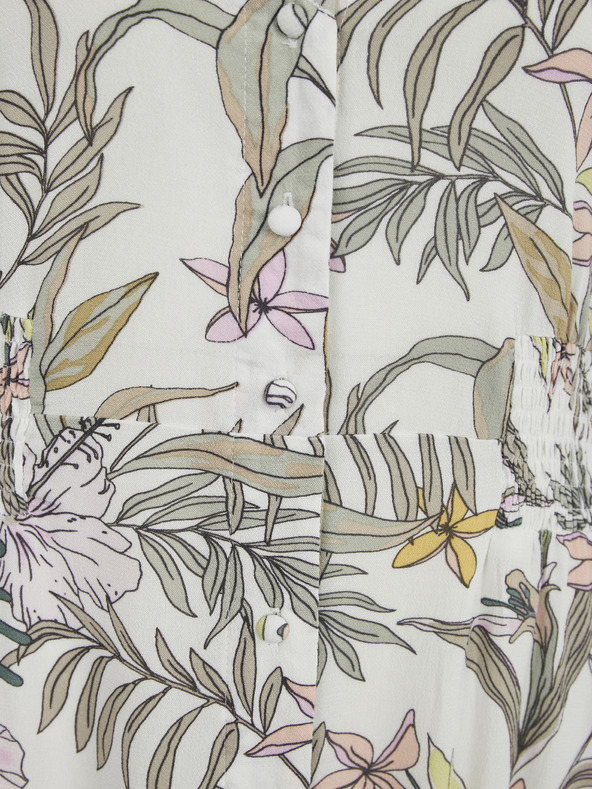 ONLY Zeleno-bílé květované midišaty s knoflíky ONLY Mars