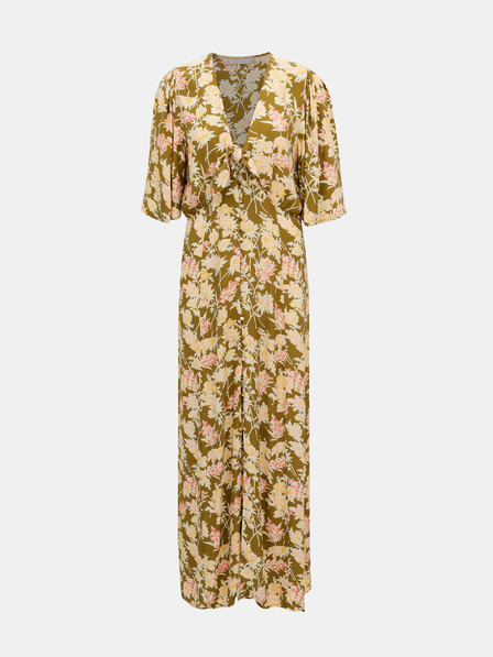 Pieces Khaki květované maxi šaty Pieces Polly