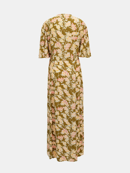 Pieces Khaki květované maxi šaty Pieces Polly