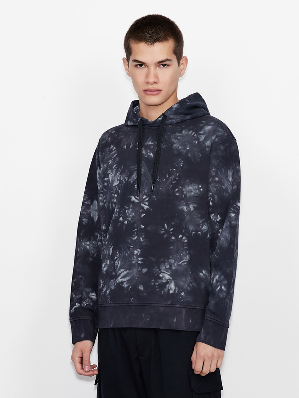 Armani Exchange Tmavě modrá pánská vzorovaná mikina s kapucí Armani Exchange
