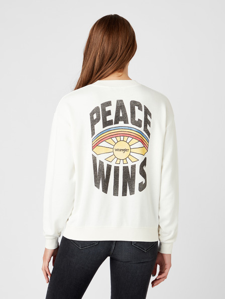 Wrangler Bílá dámská mikina s potiskem Wrangler Retro Sweat