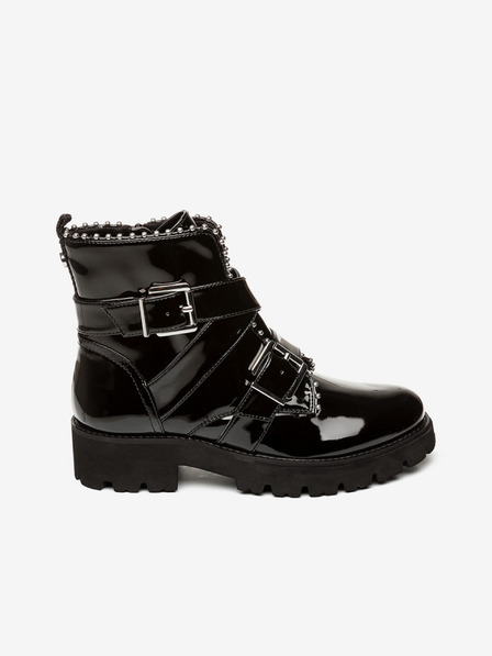 Steve Madden Černé dámské lesklé kotníkové boty s ozdobnými detaily Steve Madden Hoofy