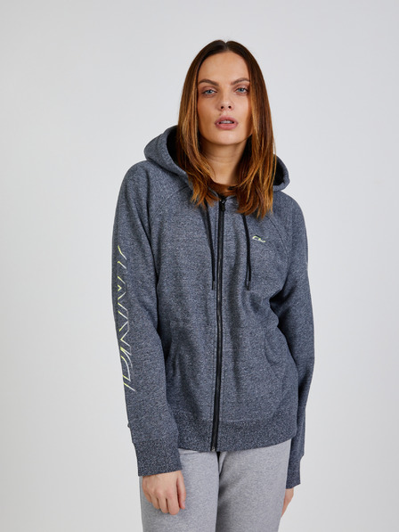 DKNY Šedá dámská žíhaná mikina s kapucí DKNY Ombre Logo