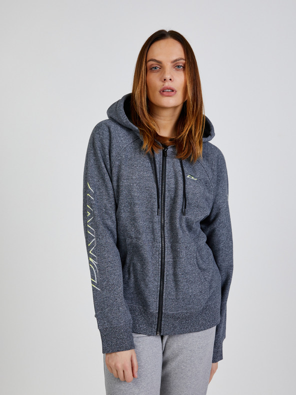 DKNY Šedá dámská žíhaná mikina s kapucí DKNY Ombre Logo