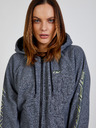 DKNY Šedá dámská žíhaná mikina s kapucí DKNY Ombre Logo