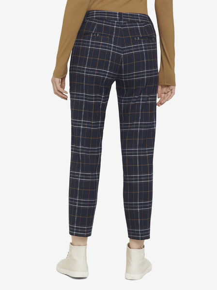 Tom Tailor Denim Tmavě modré dámské kostkované zkrácené kalhoty Tom Tailor Denim