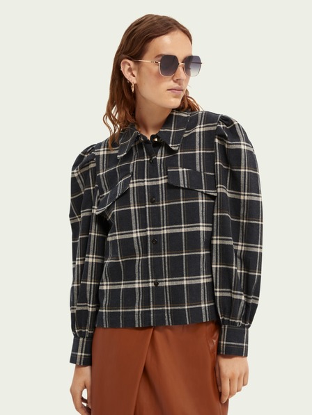 Scotch & Soda Tmavě modrá dámská kostkovaná lehká bunda Scotch & Soda