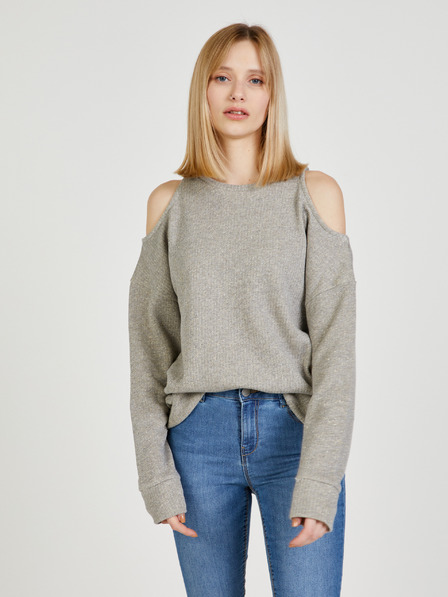 Pepe Jeans Šedá dámská mikina s odhalenými rameny Pepe Jeans Moni