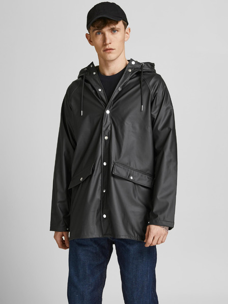 Jack & Jones Černá lehká bunda s kapucí a povrchovou úpravou Jack & Jones Winston