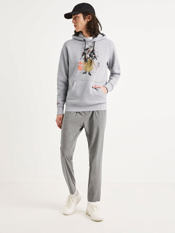 Celio Šedá pánská mikina s potiskem Celio TORC