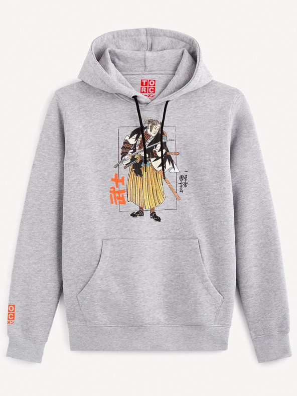 Celio Šedá pánská mikina s potiskem Celio TORC