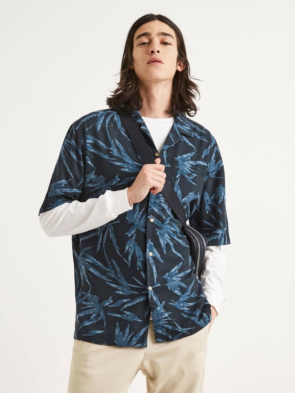 Celio Modro-černá pánská vzorovaná košile Celio Tallinnpal