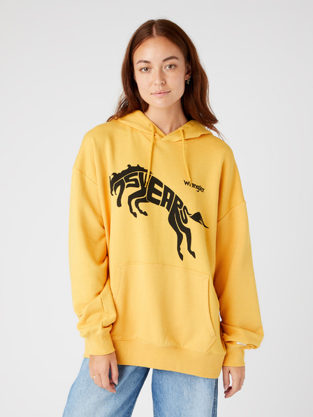 Wrangler Žlutá unisex vzorovaná mikina s kapucí Wrangler