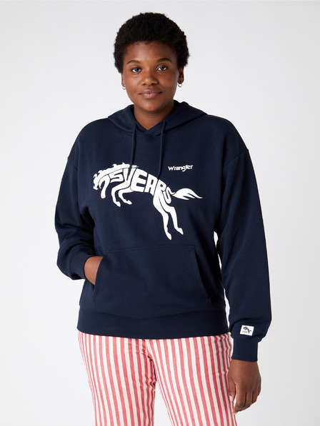 Wrangler Černá unisex vzorovaná mikina s kapucí Wrangler