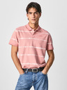 Pepe Jeans Růžové pánské pruhované polo tričko Pepe Jeans Farrell