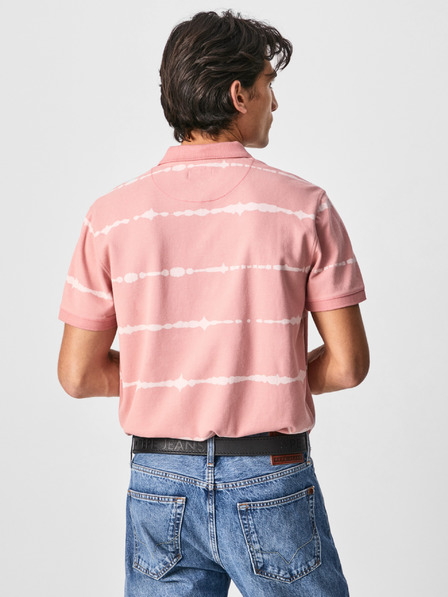 Pepe Jeans Růžové pánské pruhované polo tričko Pepe Jeans Farrell