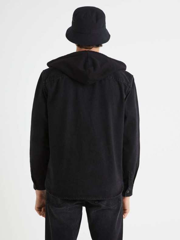 Celio Černá pánská džínová košile Celio Bahooden