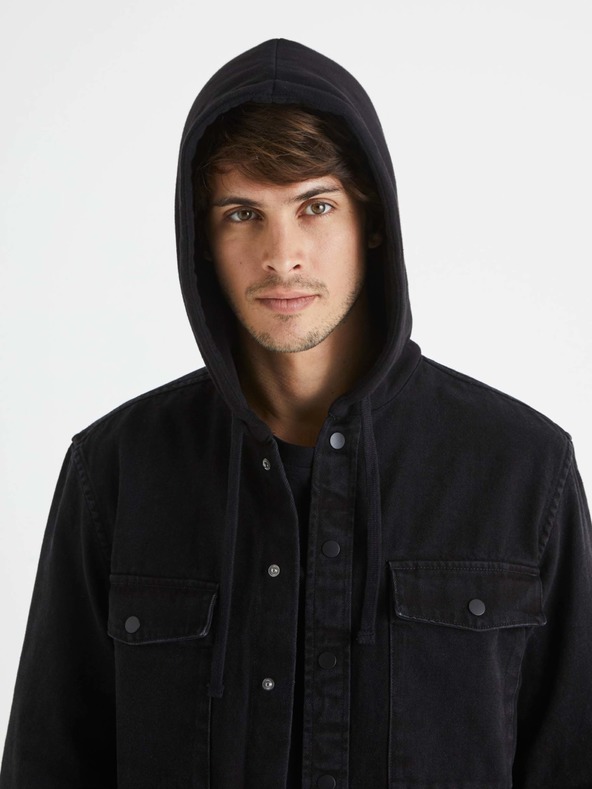 Celio Černá pánská džínová košile Celio Bahooden