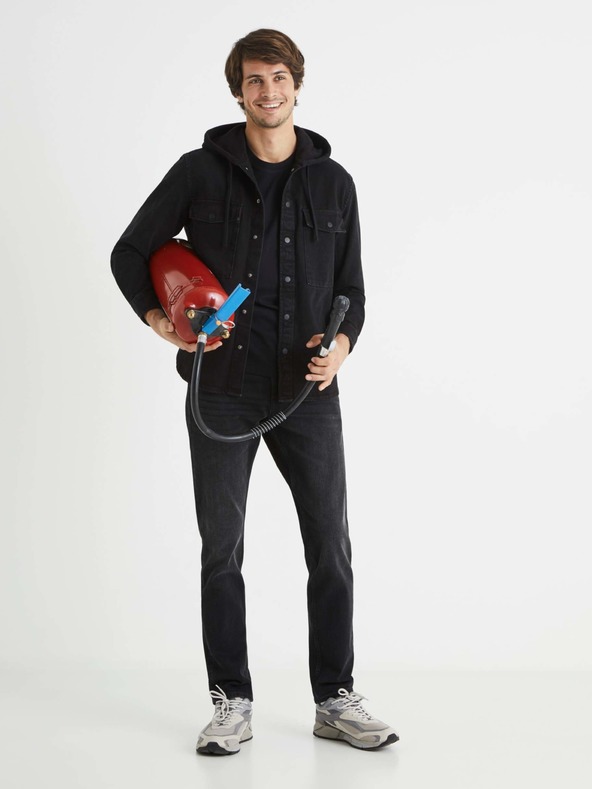 Celio Černá pánská džínová košile Celio Bahooden