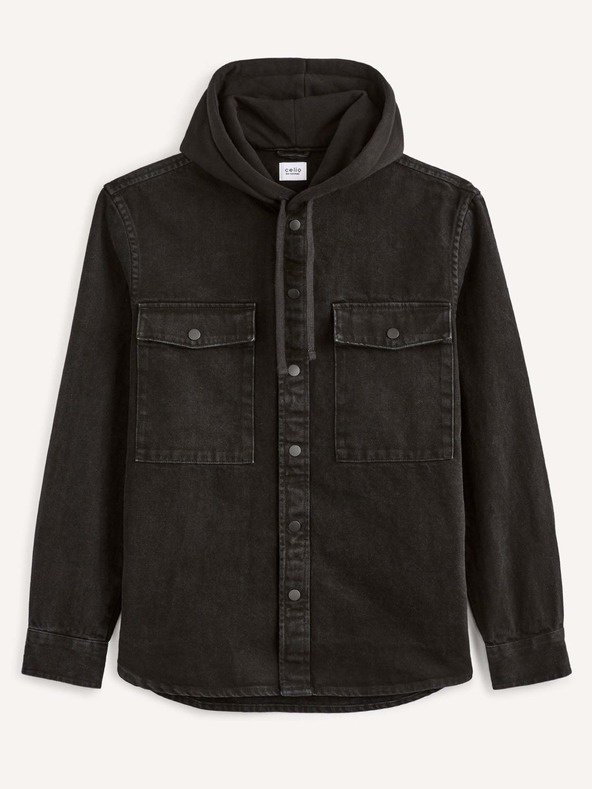 Celio Černá pánská džínová košile Celio Bahooden