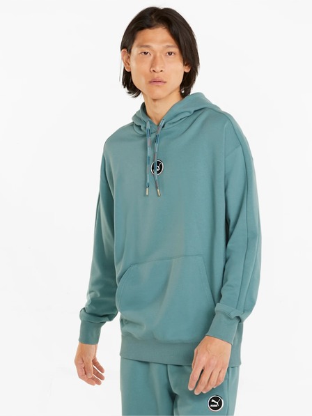 Puma Petrolejová pánská mikina s kapucí Puma Go For