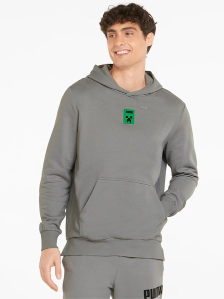 Puma Šedá pánská mikina s kapucí Puma x MINECRAFT