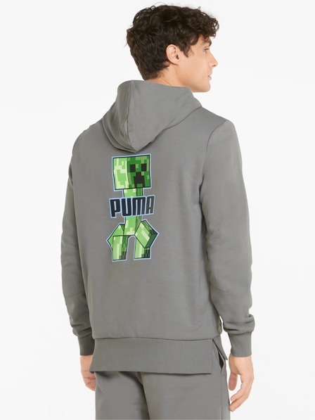 Puma Šedá pánská mikina s kapucí Puma x MINECRAFT