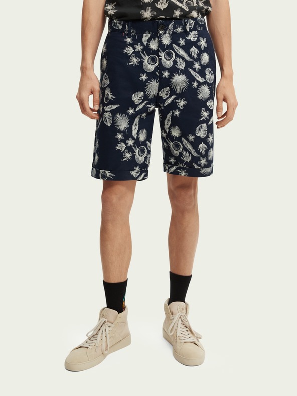 Scotch & Soda Tmavě modré pánské vzorované kraťasy Scotch & Soda