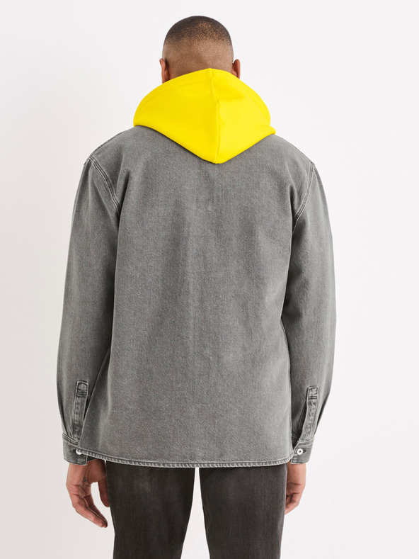 Celio Šedá pánská džínová košile Celio Battery