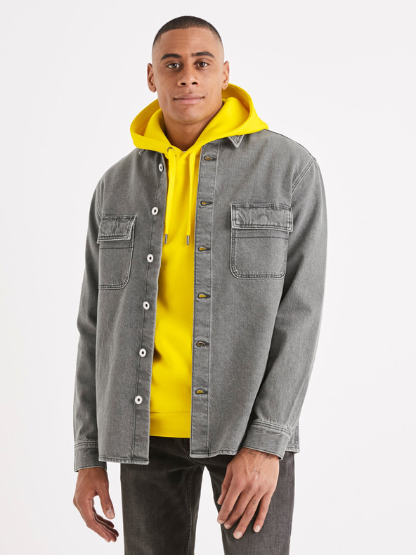 Celio Šedá pánská džínová košile Celio Battery