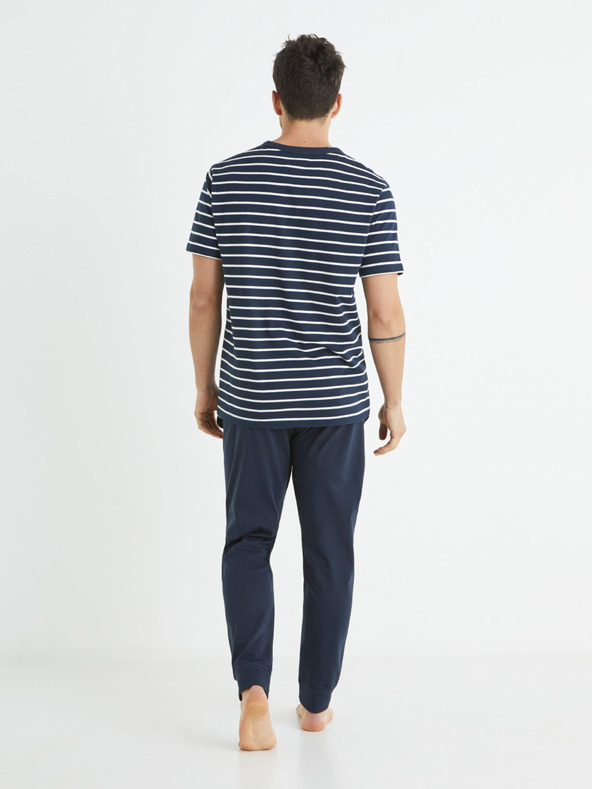 Celio Tmavě modré pánské pruhované pyžamo Celio Bisible
