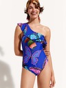 Desigual Modré dámské vzorované jednodílné plavky Desigual Ariel