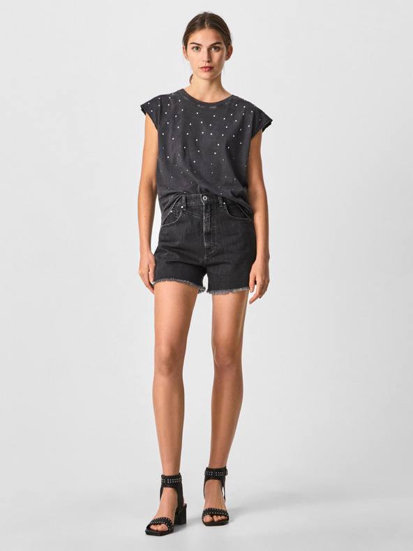 Pepe Jeans Tmavě šedé dámské džínové kraťasy Pepe Jeans Rachel