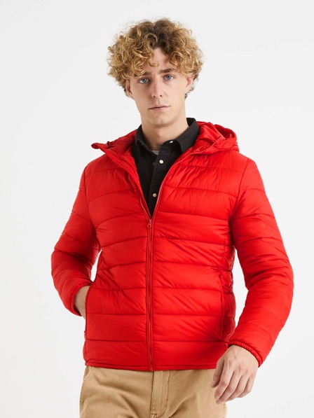 Celio Červená pánská lehká prošívaná bunda Celio Vububble