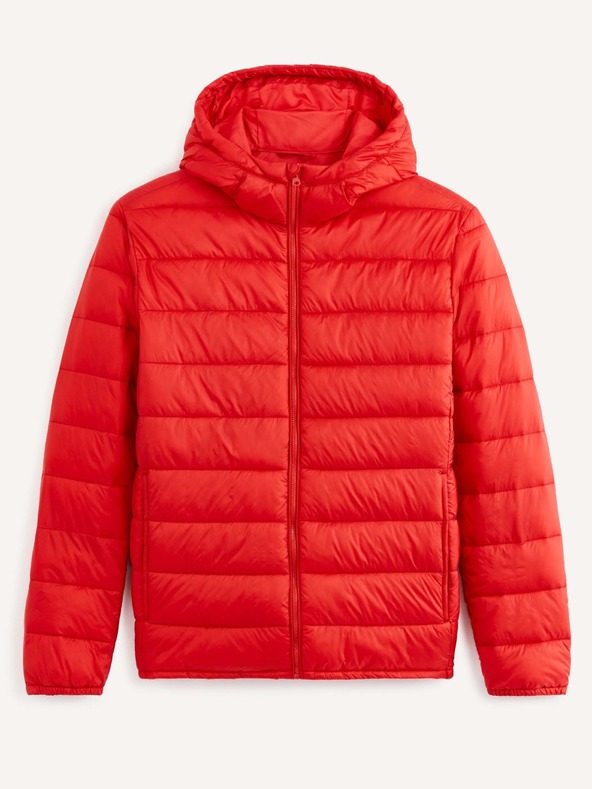 Celio Červená pánská lehká prošívaná bunda Celio Vububble