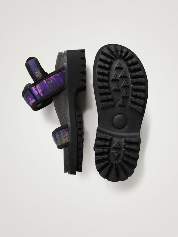 Desigual Fialovo-černé dámské sandály Desigual Track Sandal