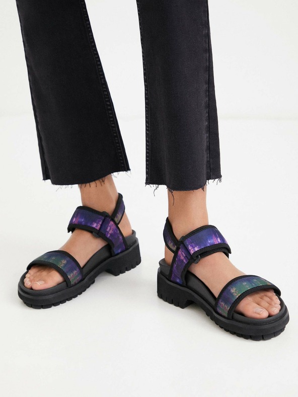 Desigual Fialovo-černé dámské sandály Desigual Track Sandal