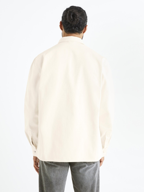 Celio Béžová pánská džínová košile Celio Battery