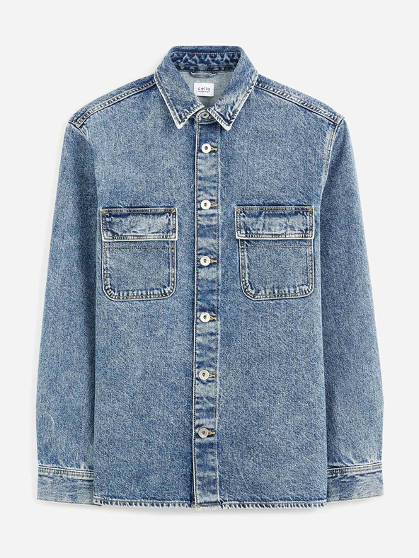 Celio Modrá pánská džínová košile Celio Battery