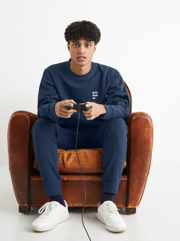 Celio Tmavě modrá pánská mikina Celio Beprix