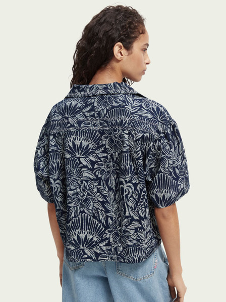 Scotch & Soda Tmavě modrá dámská květovaná košile Scotch & Soda