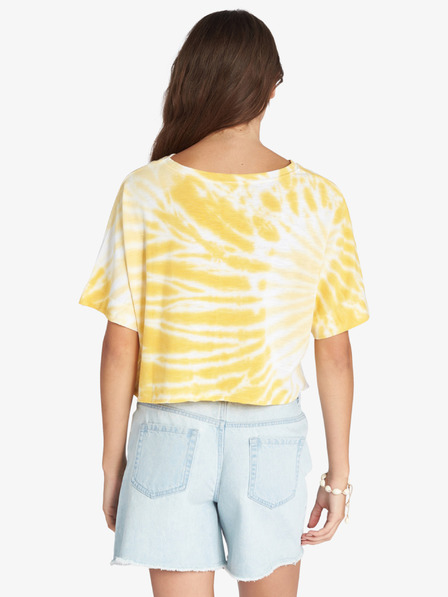 Roxy Bílo-žluté dámské vzorované cropped tričko Roxy Aloha