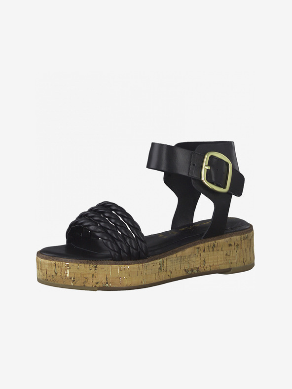 Tamaris Černé kožené sandály Tamaris