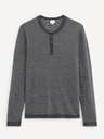 Celio Tmavě šedý pánský pruhovaný svetr Celio Bestripe